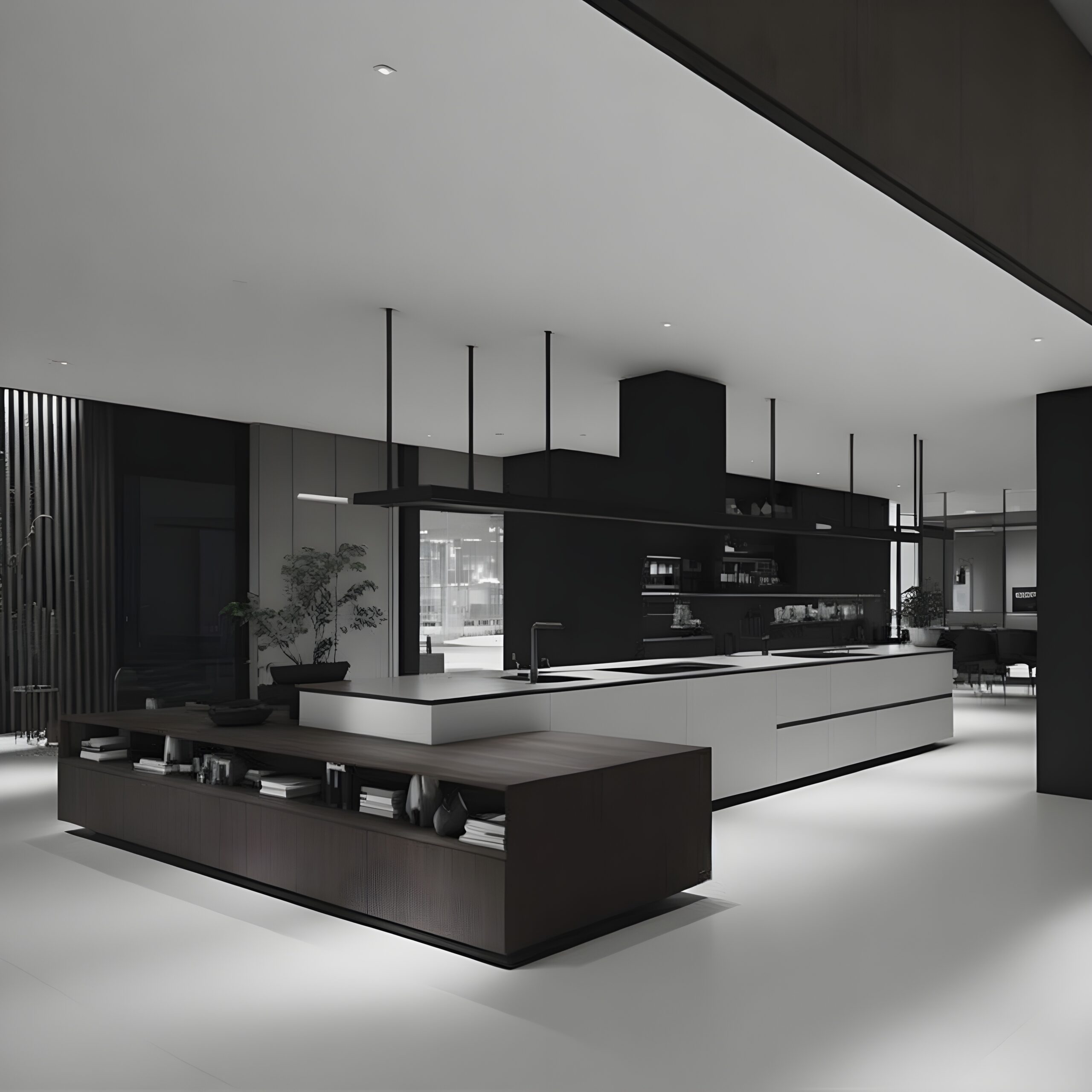 Large modern black kitchen