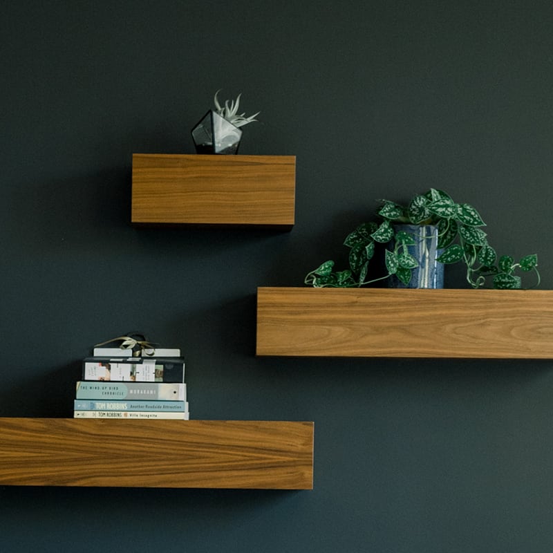 Wall with floating shelves