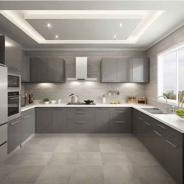 modern_kitchen_builditnow02 Modern kitchen in light colors, gray cabinets and hood