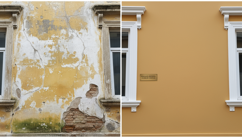 Facade Paint Failing Due to Salt Efflorescence